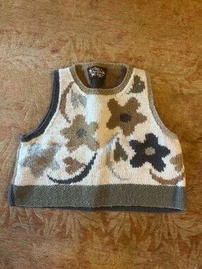 Vintage Tara Handknits Cropped Wool Sweater Vest